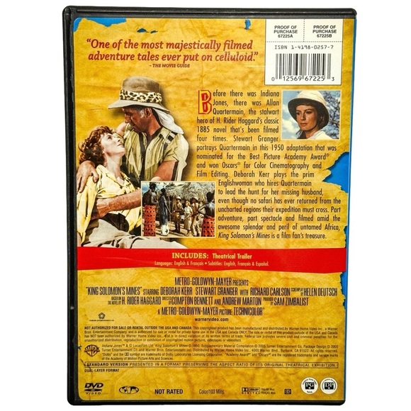 King Solomon’s Mines (1950) DVD – Deborah Kerr, Stewart Granger – Like New - Picture 2 of 3